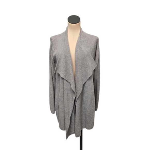 Barefoot Dreams Sweaters - Barefoot Dreams Sweater Womens L/XL‎ Gray CozyChic Lite Open Waterfall Cardigan